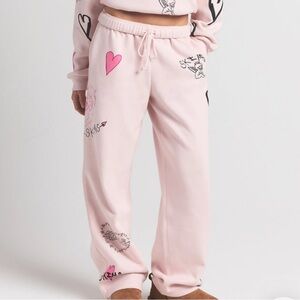 Skims Valentine’s Day sweatpant pink angel sketch XL EXTRA LARGE